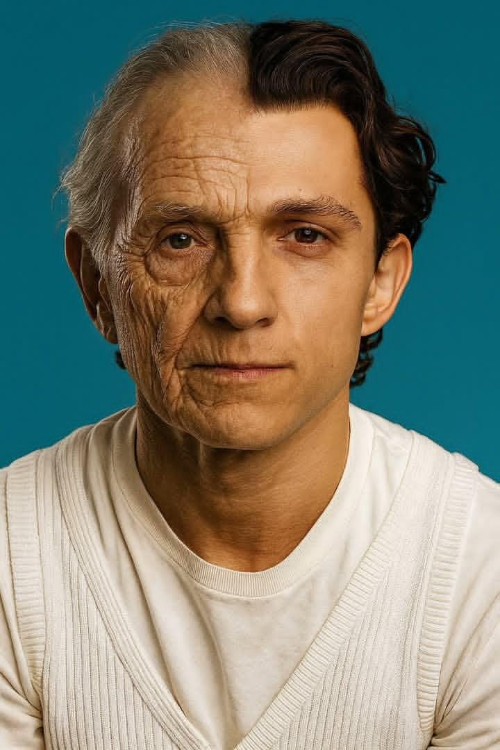 Split face young and old age comparison