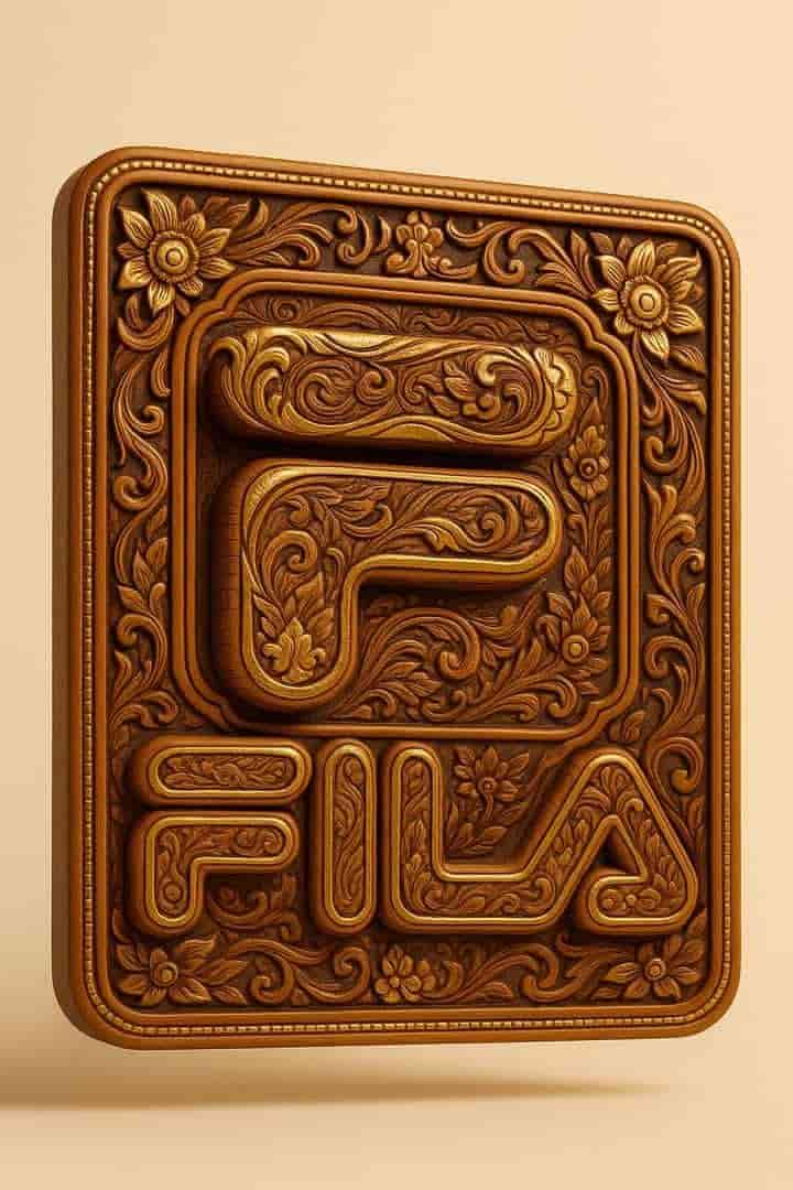 High-end hand-carved teakwood sculpture of a logo with Thai cultural artistry and gold leaf 2