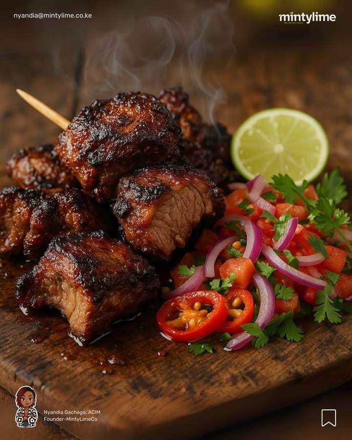 Mandazi donuts on brass tray with chai