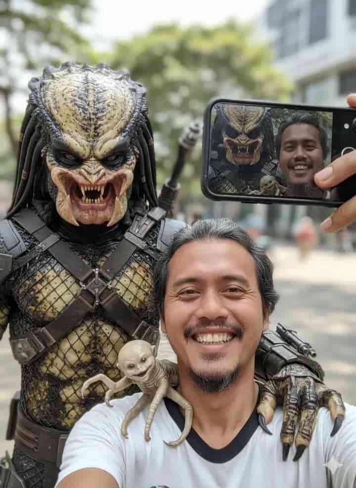 AI prompt generated image - selfie with Predator