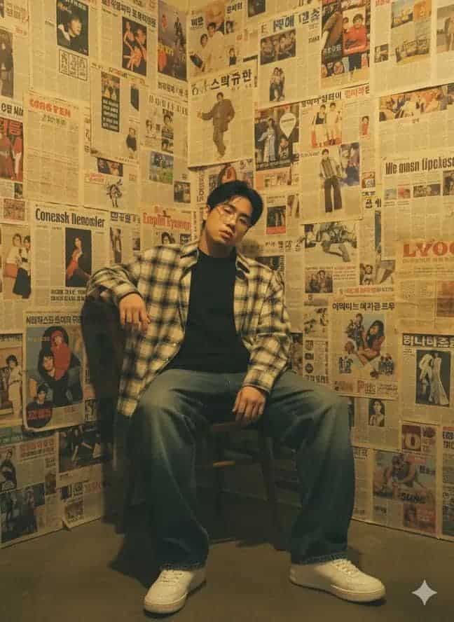 retro newspaper clippings room Korean style