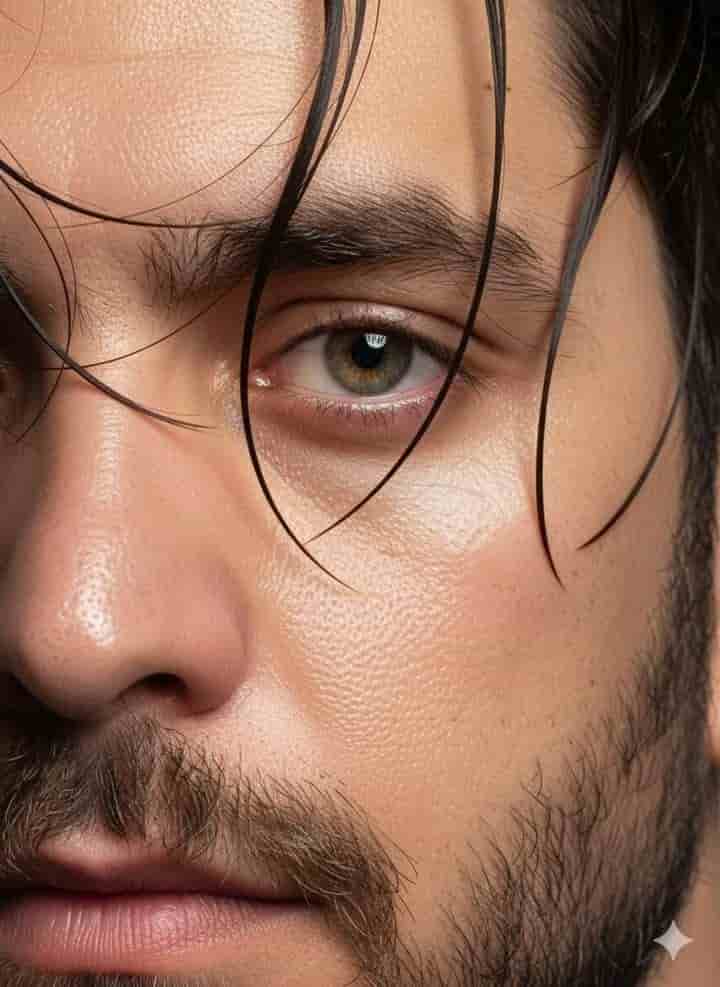 extreme close-up dewy skin portrait