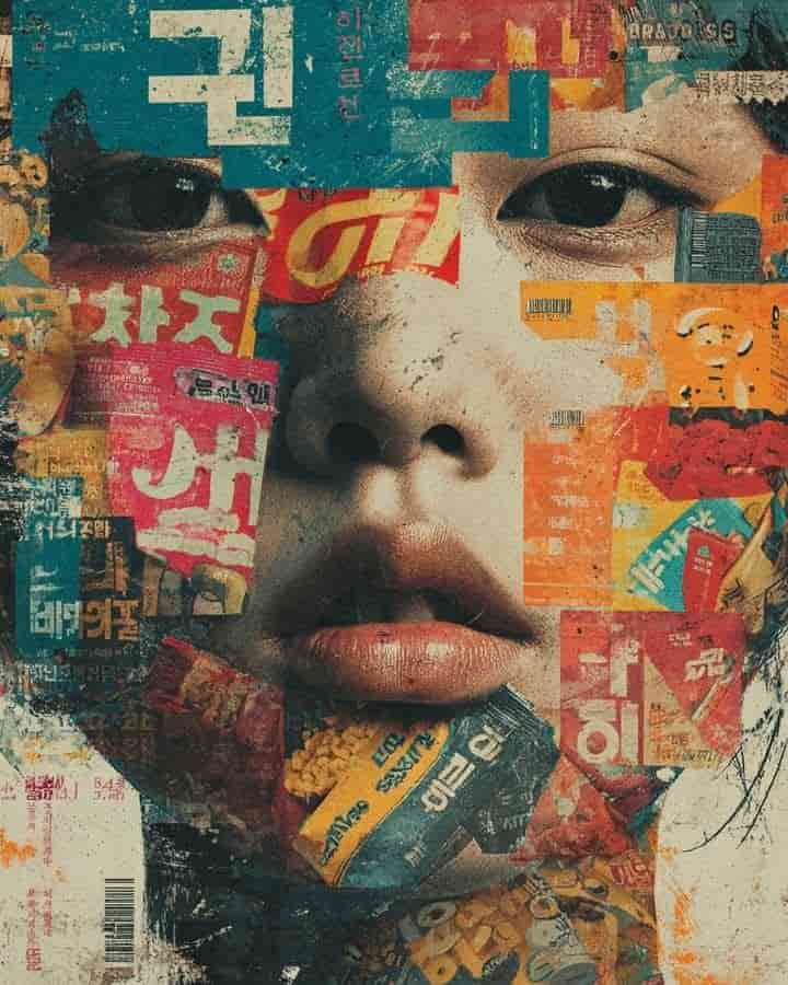 Alternate version of Korean bodega screen print collage design