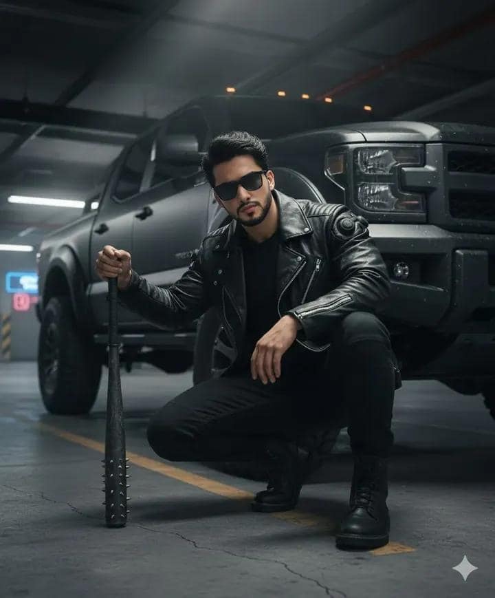 Parking garage with pickup truck bat