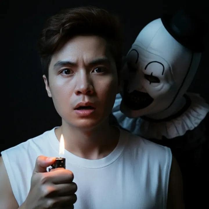 Lighter flame near face horror whisper