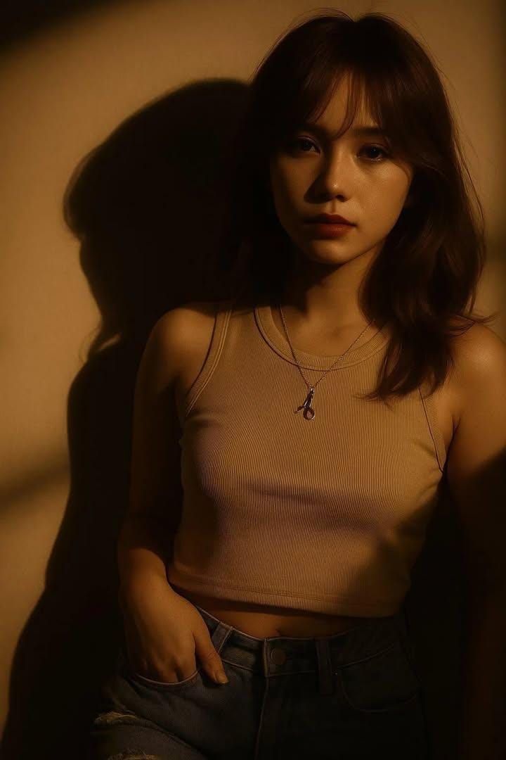 Moody portrait selfie with shadow