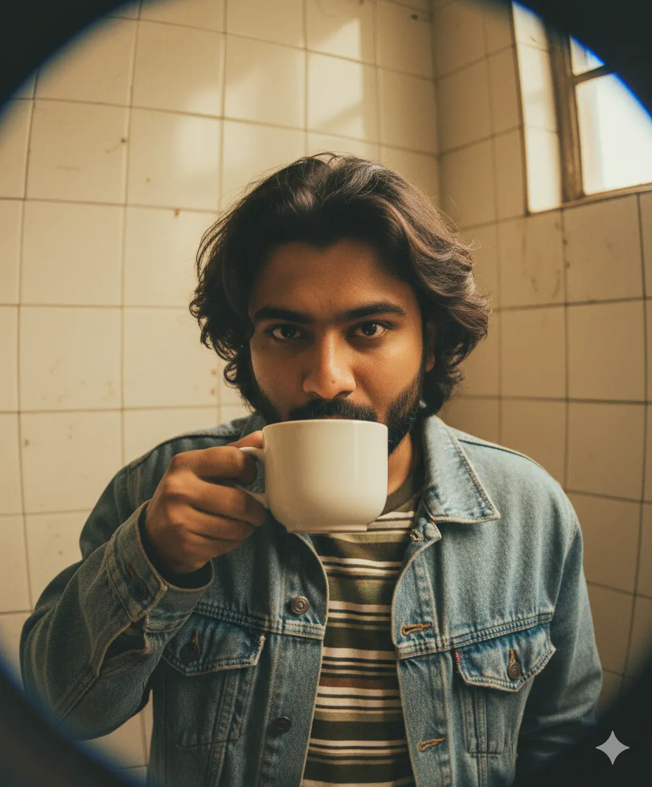 drinking from mug 1990s inspired outfit