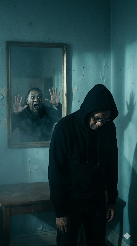 dark psychological horror mirror screaming reflection