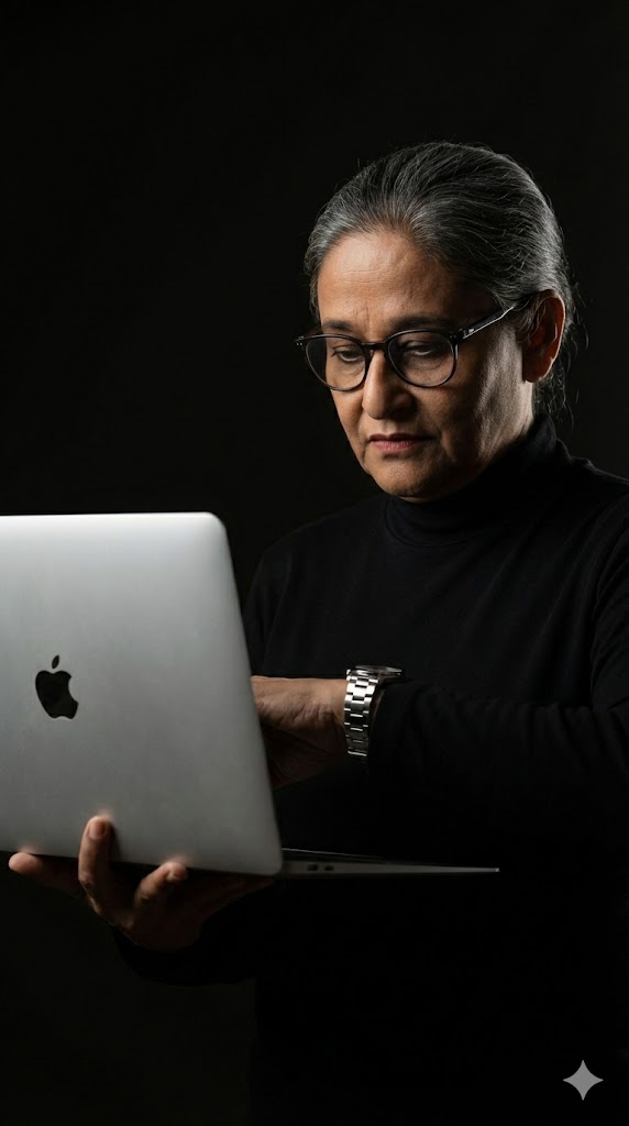 professional laptop wristwatch portrait