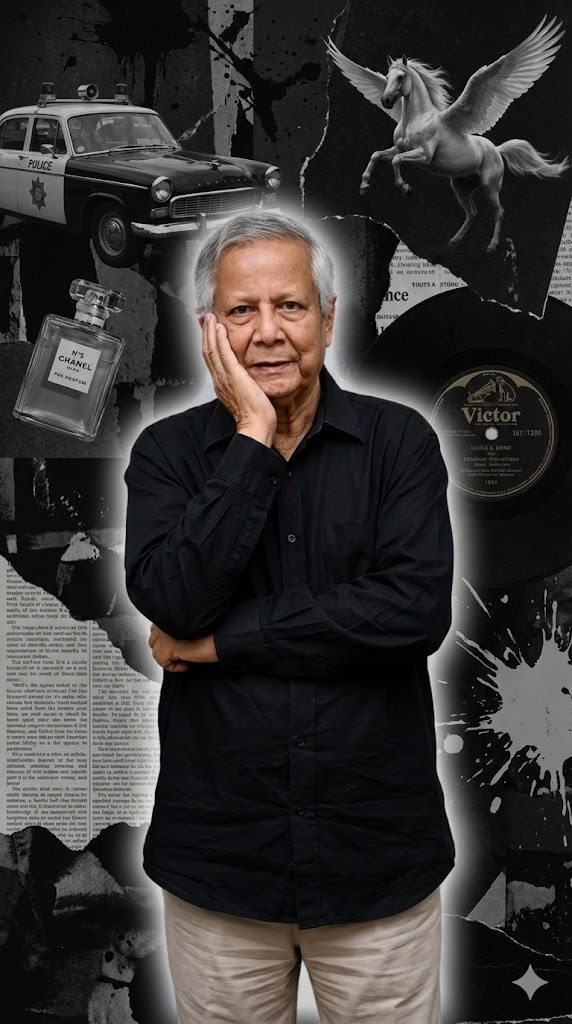 artistic black and gray collage portrait