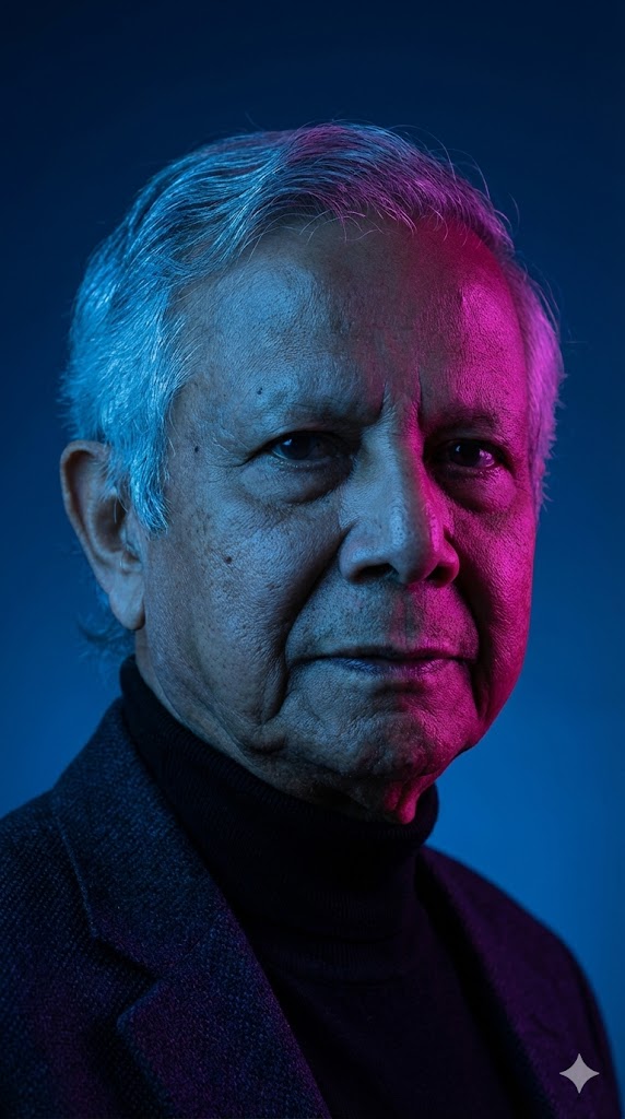 Blue and magenta lighting portrait