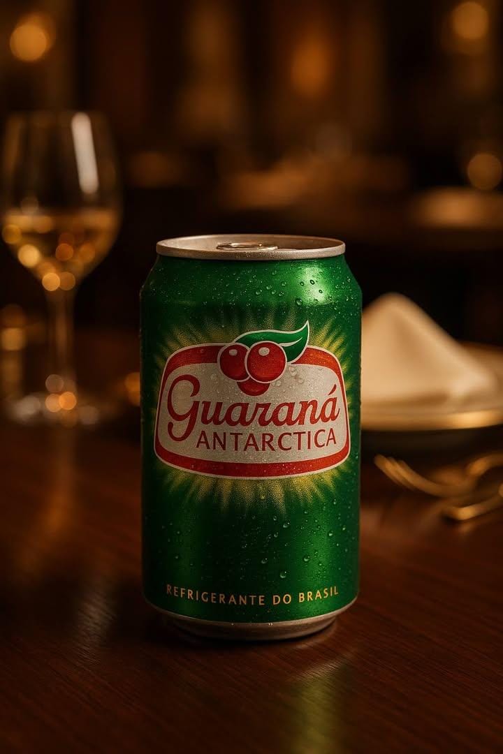 Beverage can on dark wooden table