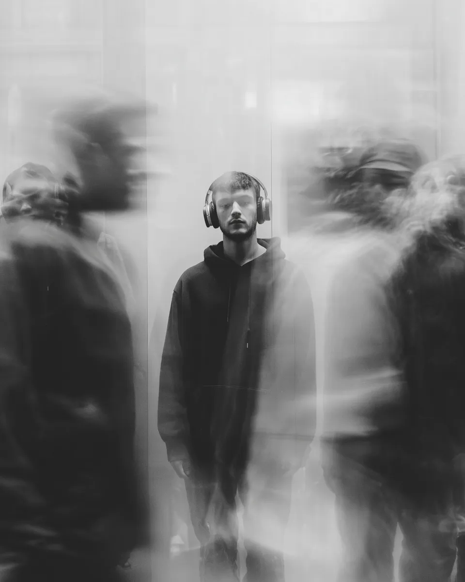 Headphones crowd portrait reference 2