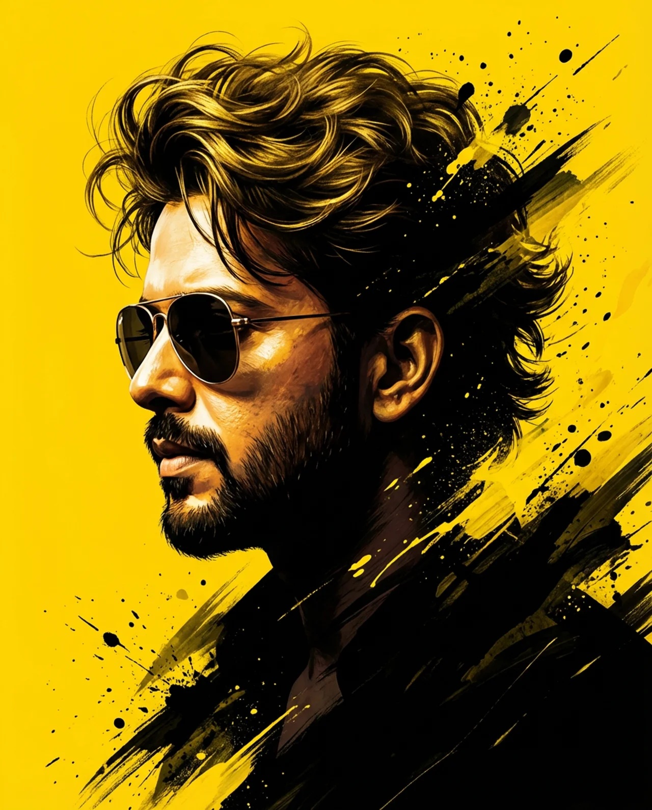 stylized yellow silhouette portrait