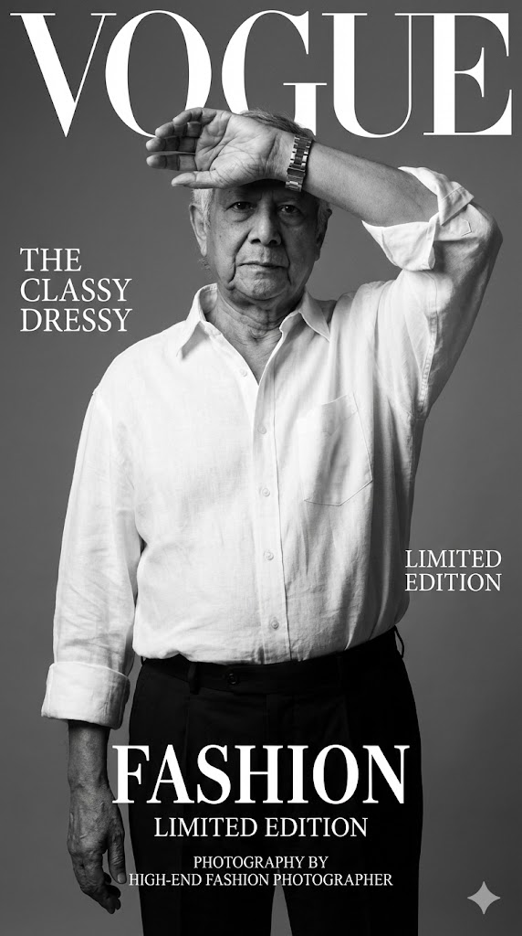 Alternate luxury fashion magazine cover in monochrome