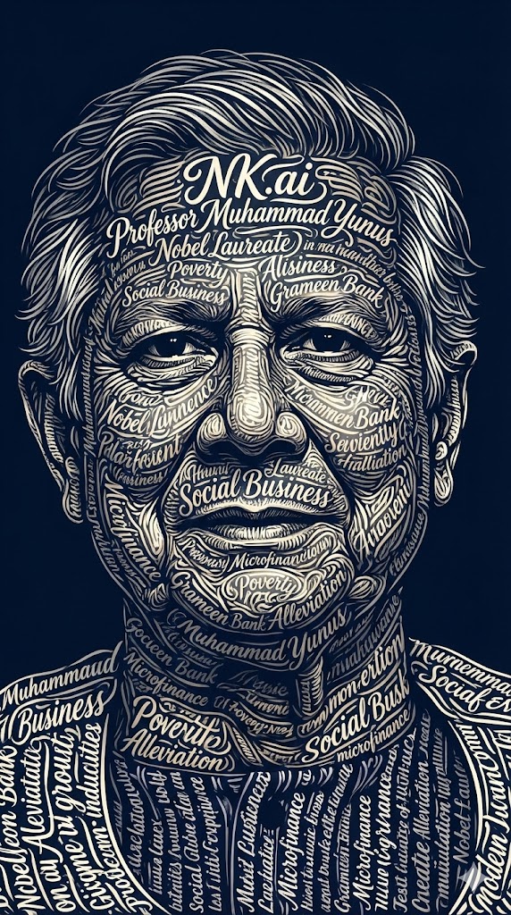 typographic portrait using repeated words NK.ai