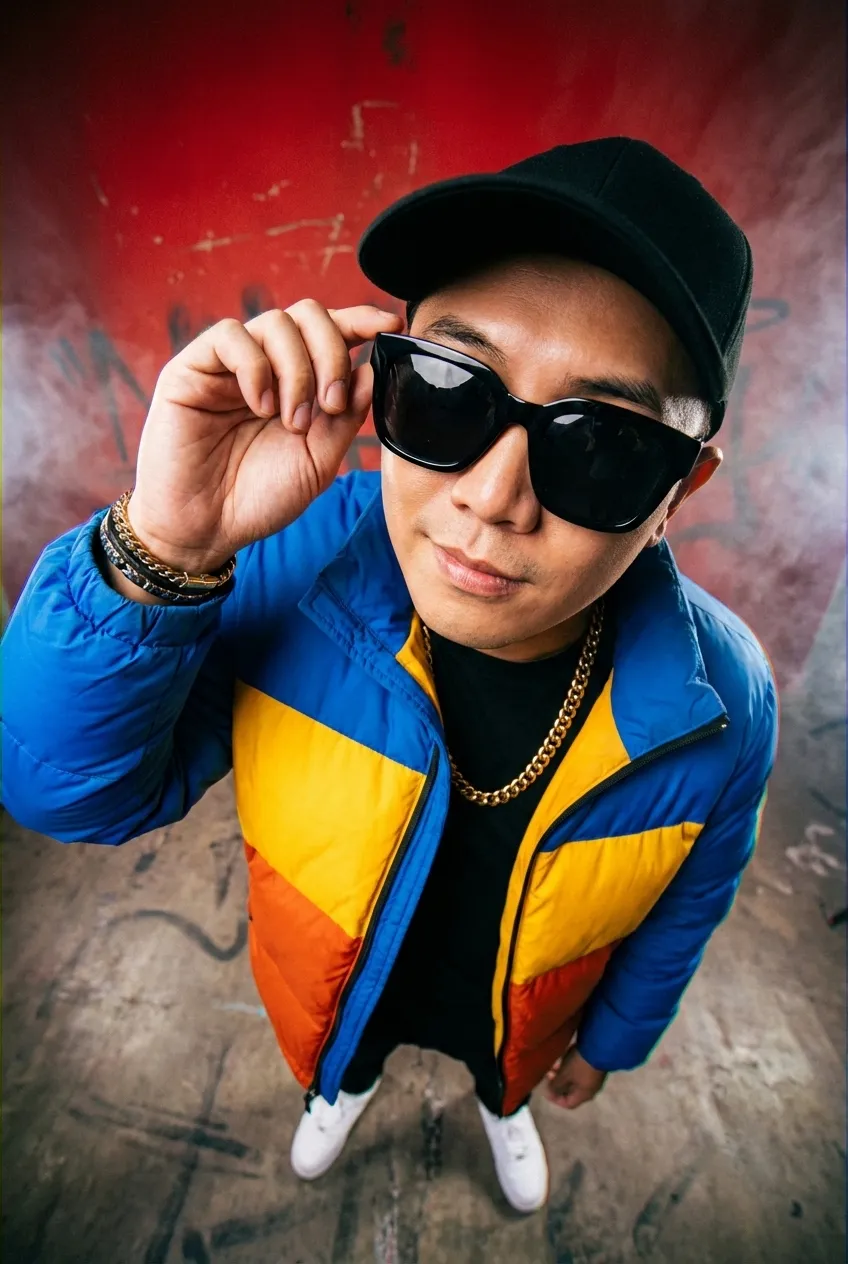 Fisheye street luxury portrait reference 2