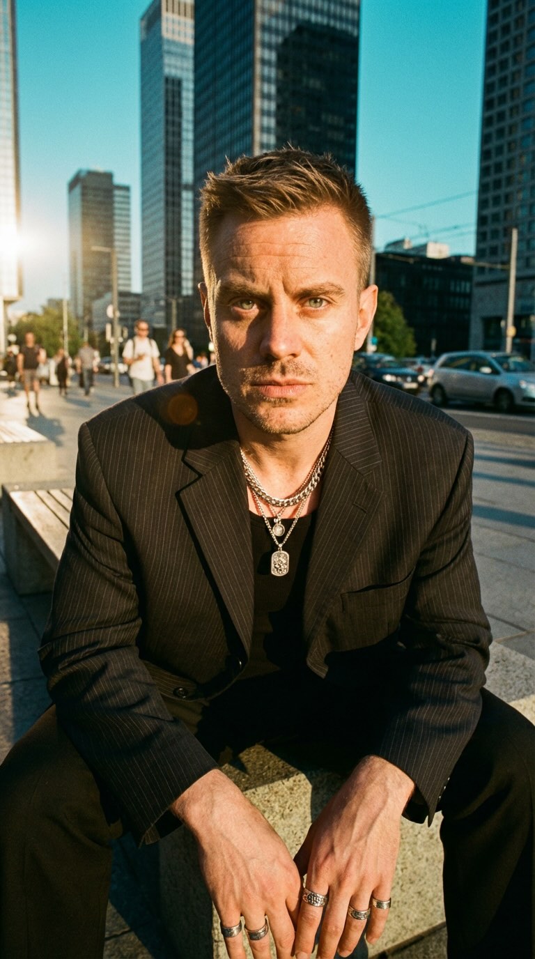 low angle hero shot urban bench golden hour