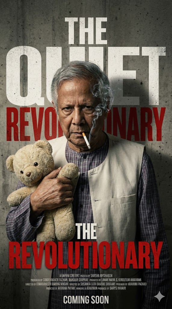 cinematic poster teddy bear and cigarette