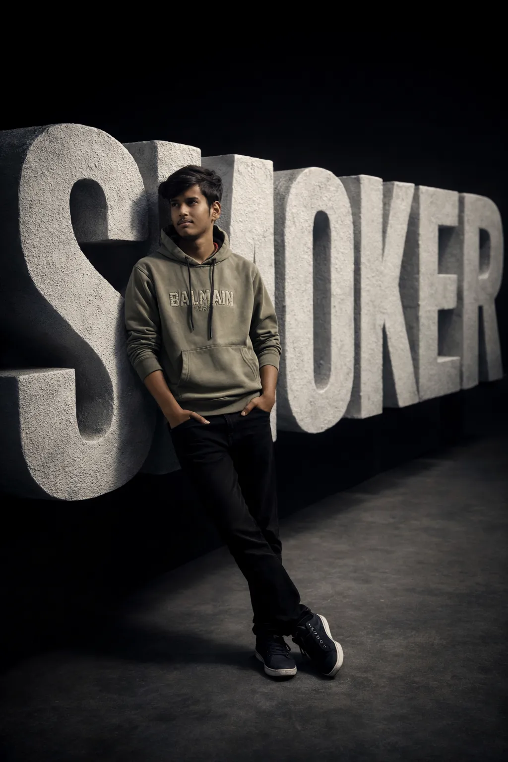 Alternate version of 3D typography studio portrait