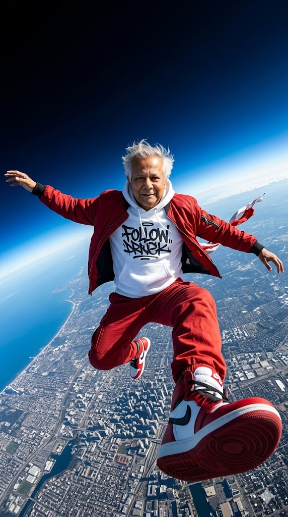 360 action cam freefall above Earth