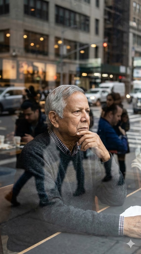 city cafe thoughtful window portrait