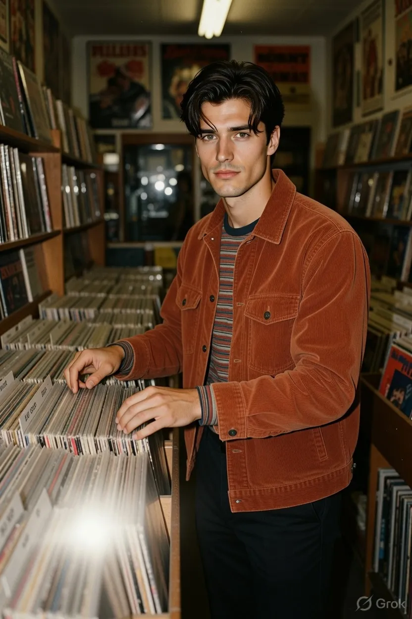 flipping vinyl records cramped record store flash