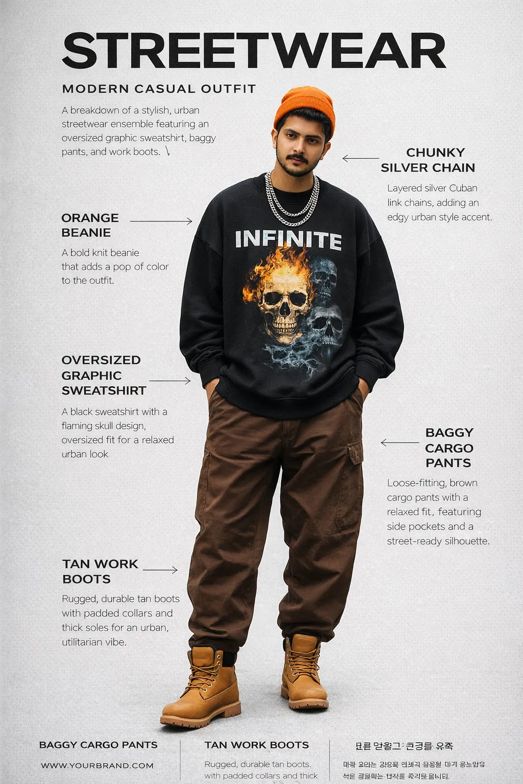 Alternate version of streetwear fashion infographic lookbook poster