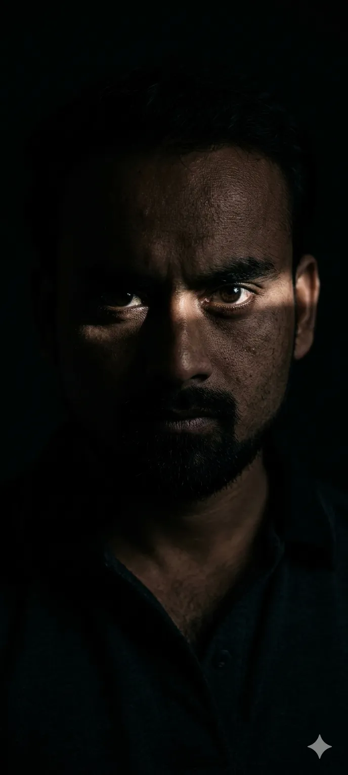 Low key shadow portrait reference 2