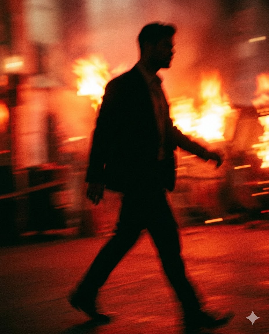 blurred silhouette walking red background motion blur