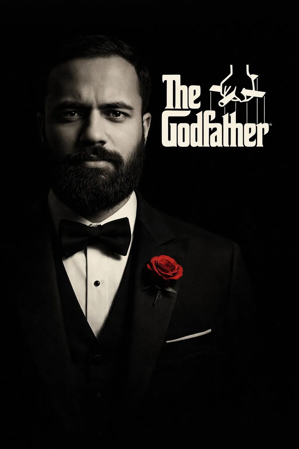 cinematic movie poster mafia style tuxedo