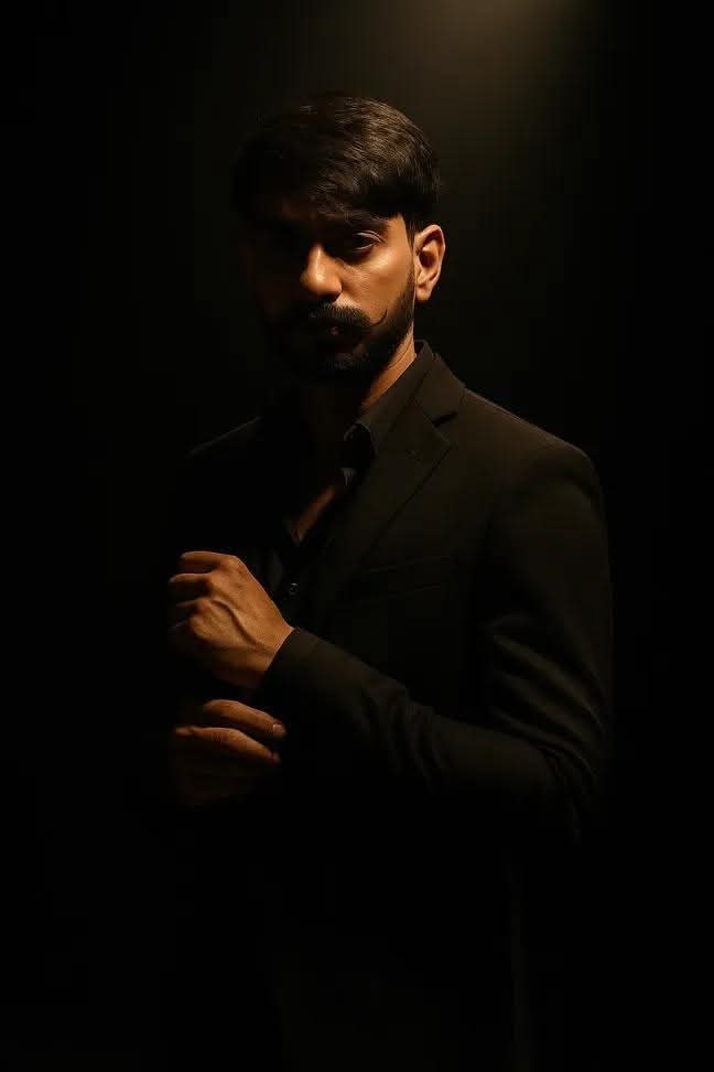 Cinematic portrait man on theater stage