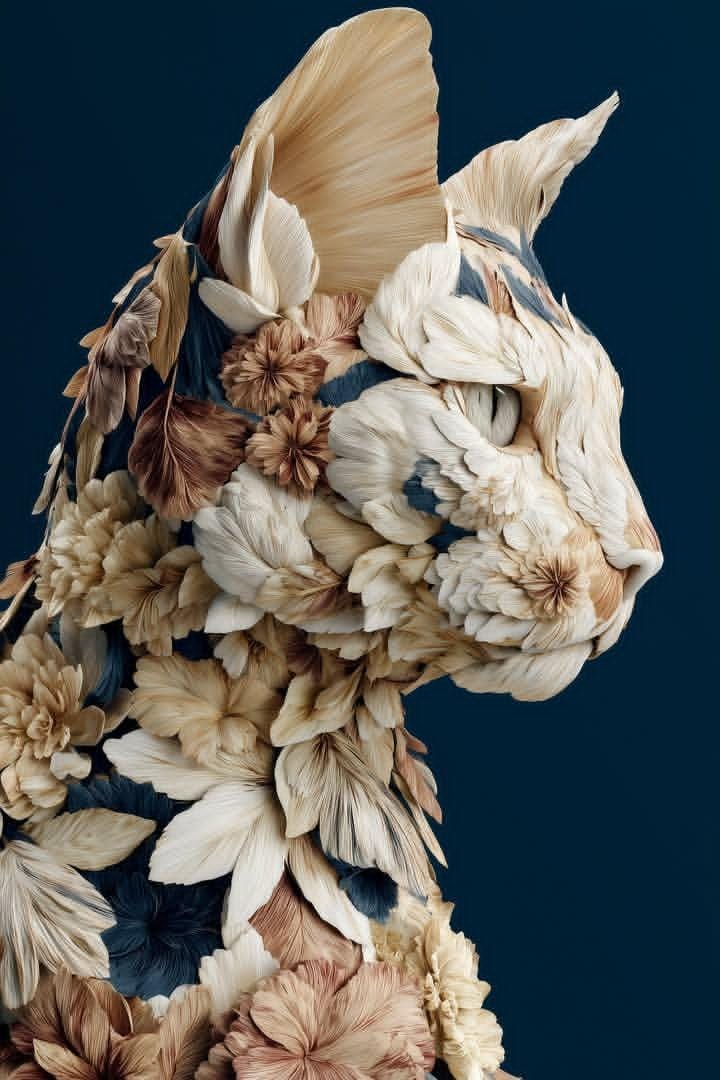 Animal made of flowers and leaves