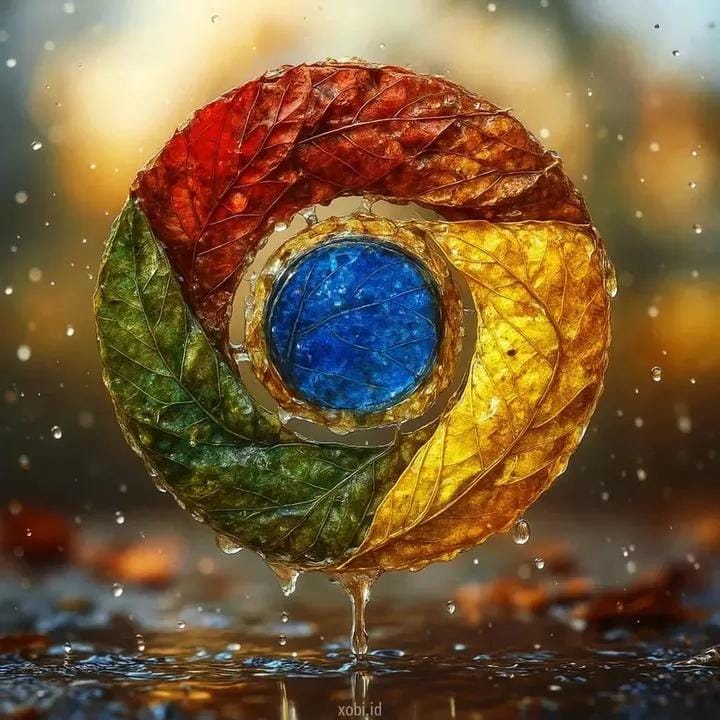 Google Chrome logo autumn leaves