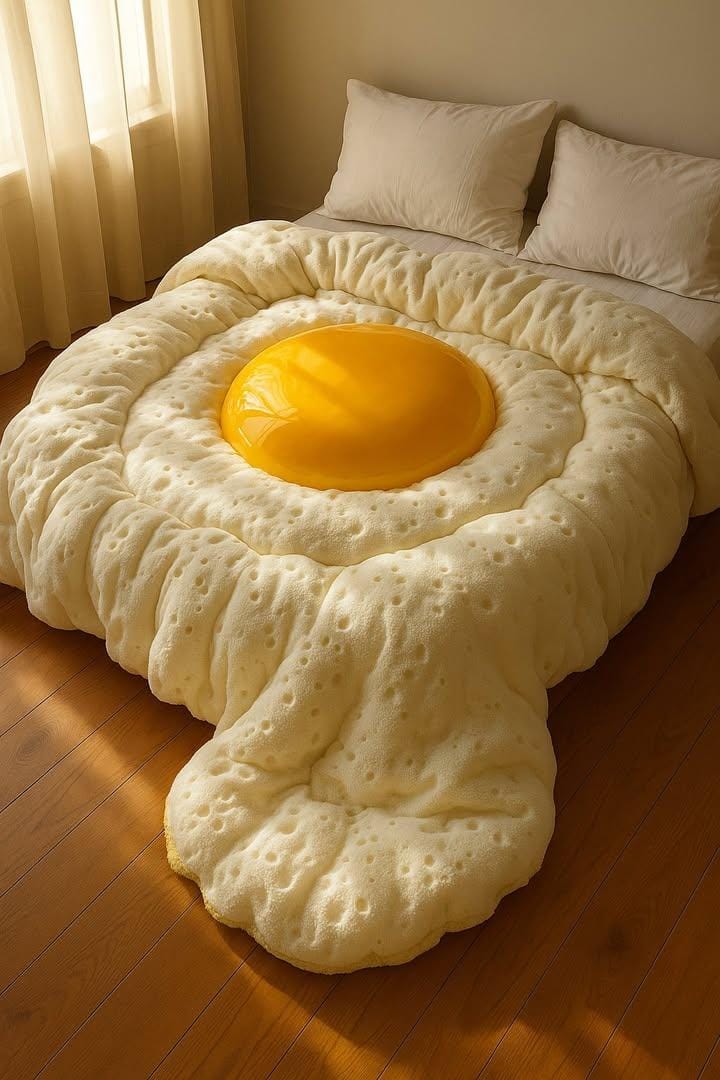 Cozy bed designed as giant food item