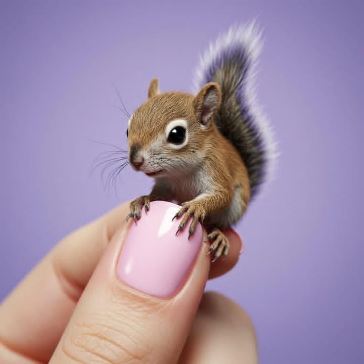 Miniature baby animal on pastel nail
